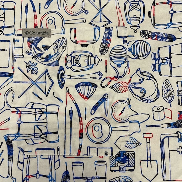 Columbia Men's Rapid Rivers Printed Short Sleeve Size XXL/ M. Mountain Red Camp - Picture 11 of 11